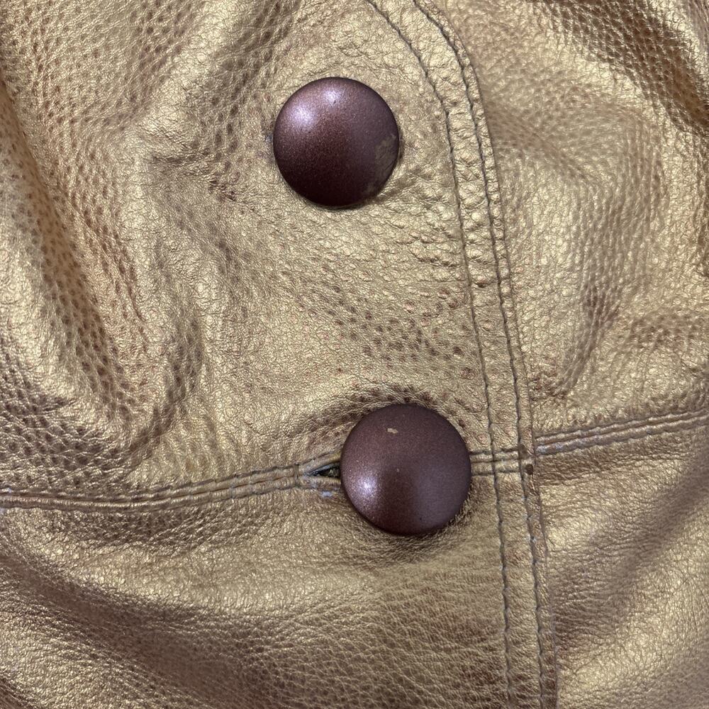 Free People Womens Goldie Metallic Leather Sweetheart Neckline Dress Size 2 Gold - Picture 3 of 10